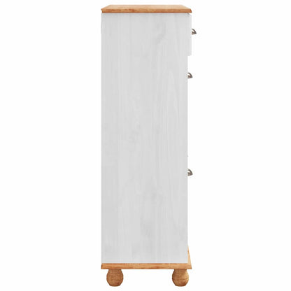 Skoställ Vit Skoskåp med låda ASKIM 85 x 35 x 108 cm Massiv furu