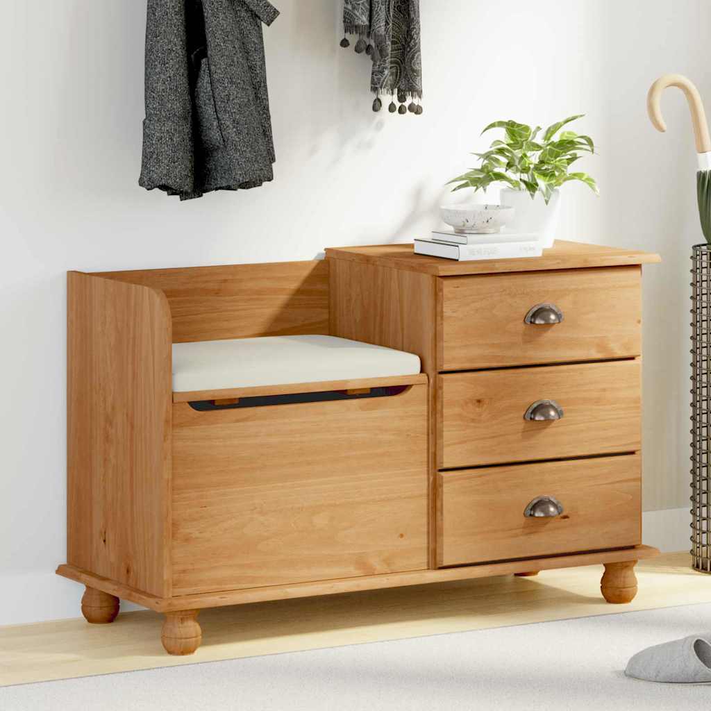 Förvaringsbänk med låda ASKIM Brun 100 x 39 x 62 cm Massiv furu