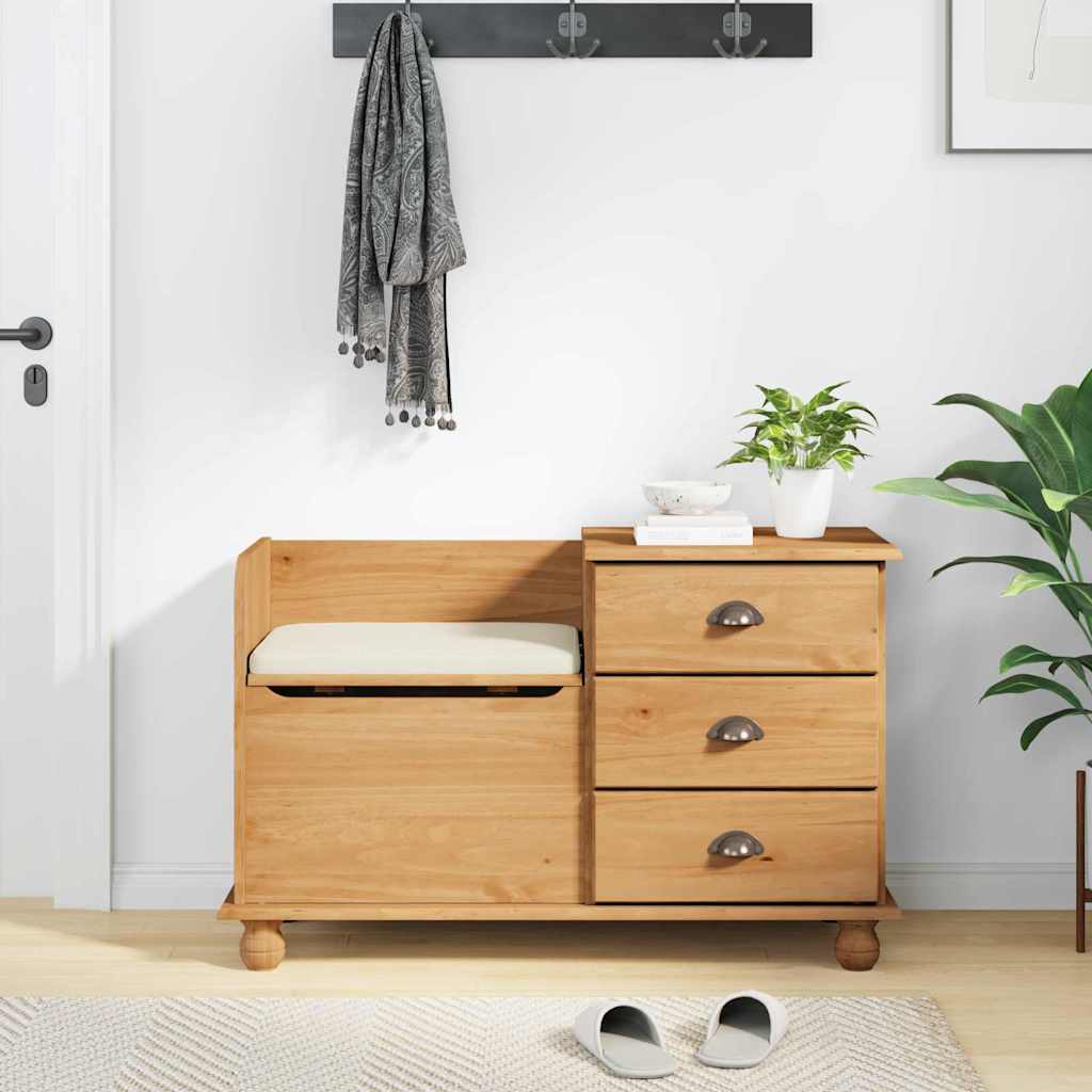 Förvaringsbänk med låda ASKIM Brun 100 x 39 x 62 cm Massiv furu