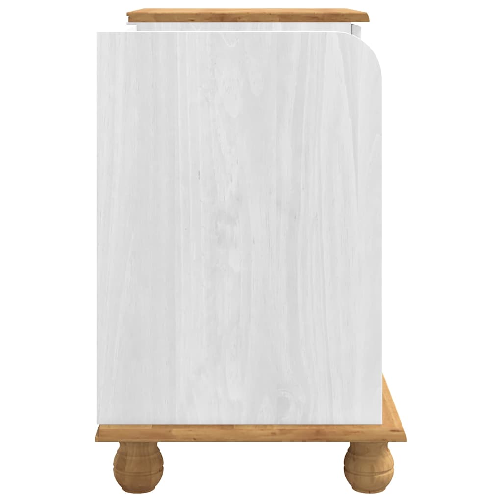 Förvaringsbänk med låda ASKIM Vit 100 x 39 x 62 cm Massiv furu