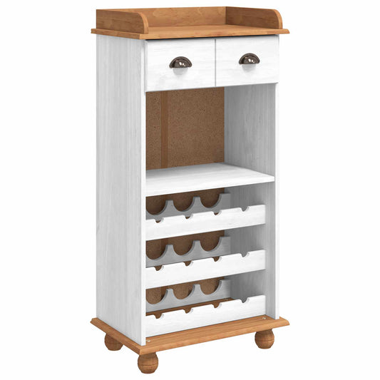 Vinställ Vinskåp ASKIM Vit med Honungstopp 57 x 37 x 114 cm Massiv furu