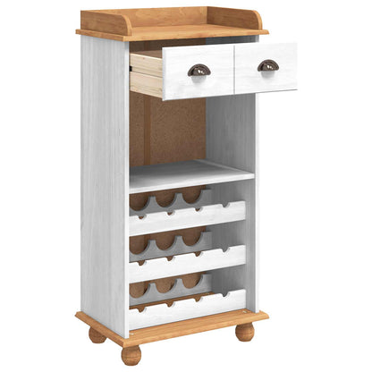 Vinställ Vinskåp ASKIM Vit med Honungstopp 57 x 37 x 114 cm Massiv furu