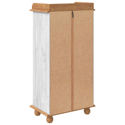 Vinställ Vinskåp ASKIM Vit med Honungstopp 57 x 37 x 114 cm Massiv furu