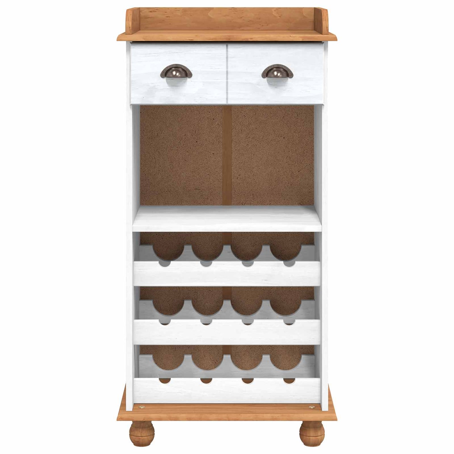 Vinställ Vinskåp ASKIM Vit med Honungstopp 57 x 37 x 114 cm Massiv furu