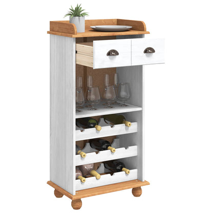 Vinställ Vinskåp ASKIM Vit med Honungstopp 57 x 37 x 114 cm Massiv furu