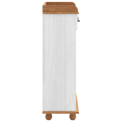 Vinställ Vinskåp ASKIM Vit med Honungstopp 57 x 37 x 114 cm Massiv furu