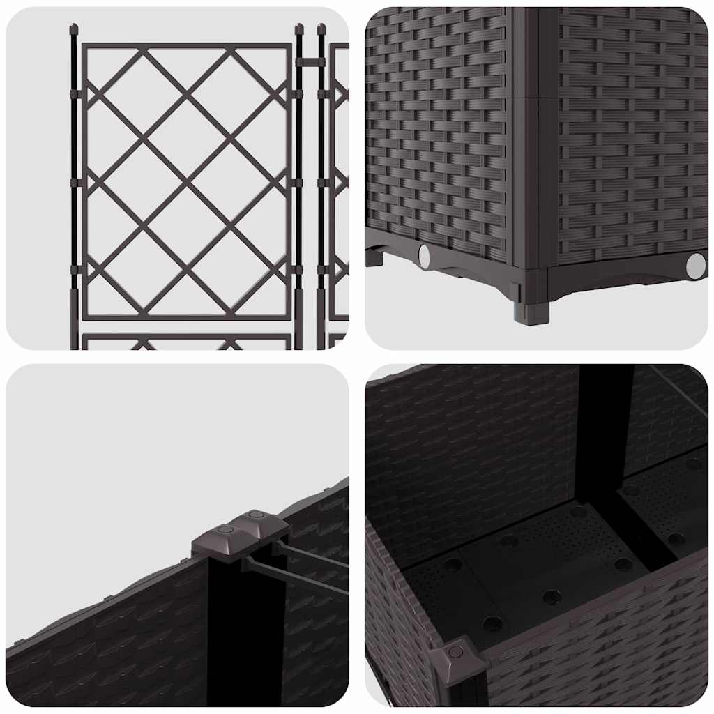 Trädgårdsspaljé Odlingslåda PP Brun 3 pcs 120 x 40 x 143 cm
