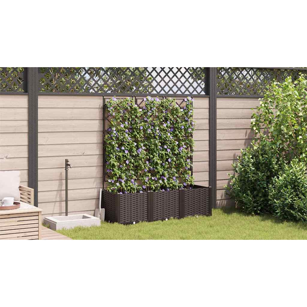 Trädgårdsspaljé Odlingslåda PP Brun 3 pcs 120 x 40 x 143 cm