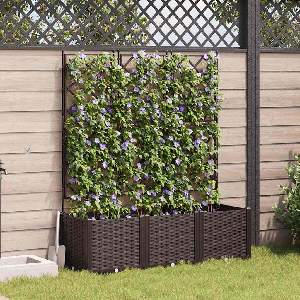 Trädgårdsspaljé Odlingslåda PP Brun 3 pcs 120 x 40 x 143 cm