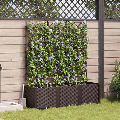 Trädgårdsspaljé Odlingslåda PP Brun 3 pcs 120 x 40 x 143 cm