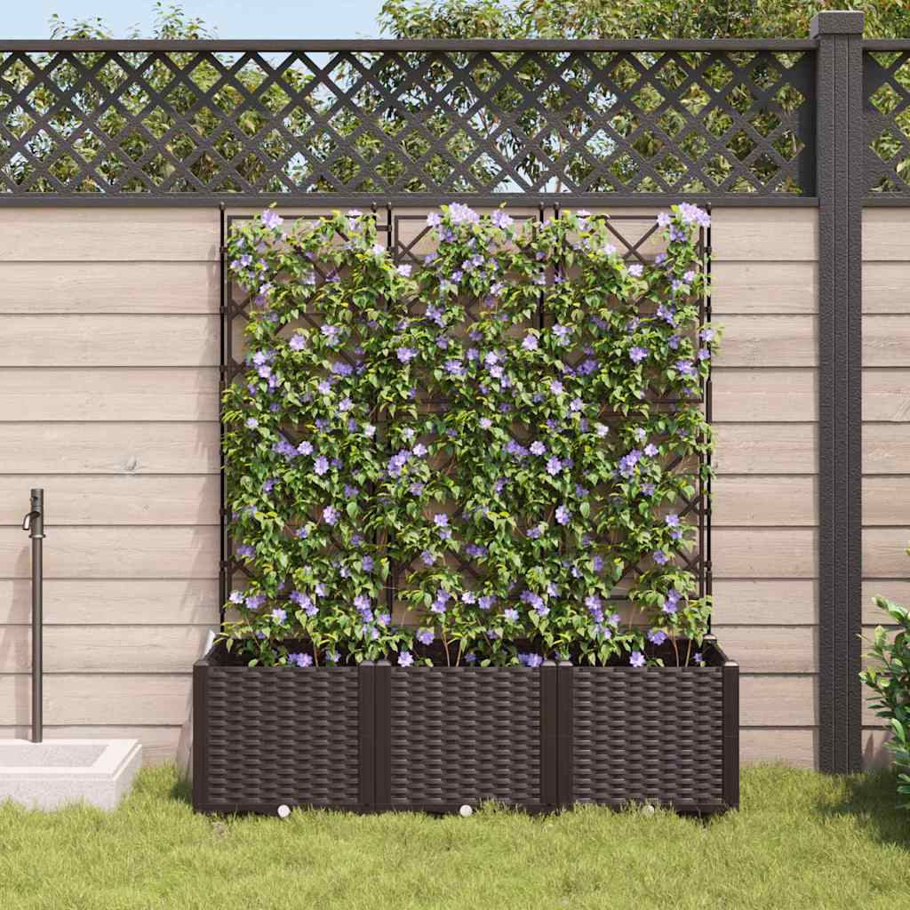 Trädgårdsspaljé Odlingslåda PP Brun 3 pcs 120 x 40 x 143 cm