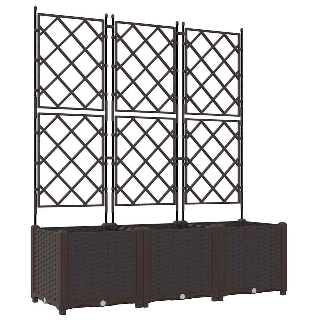Trädgårdsspaljé Odlingslåda PP Brun 3 pcs 120 x 40 x 143 cm