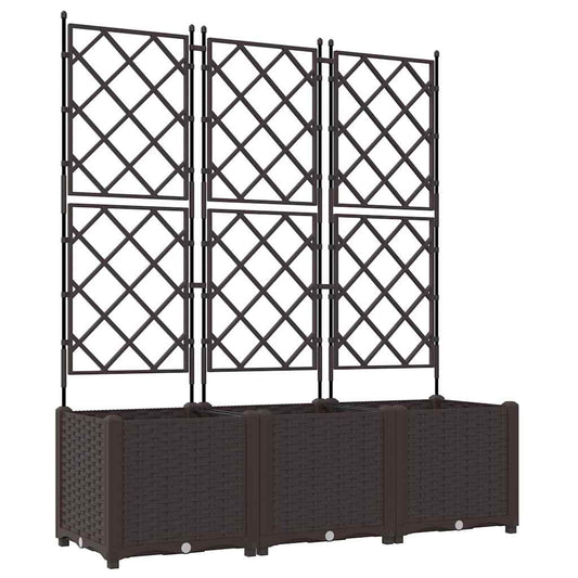 Trädgårdsspaljé Odlingslåda PP Brun 3 pcs 120 x 40 x 143 cm