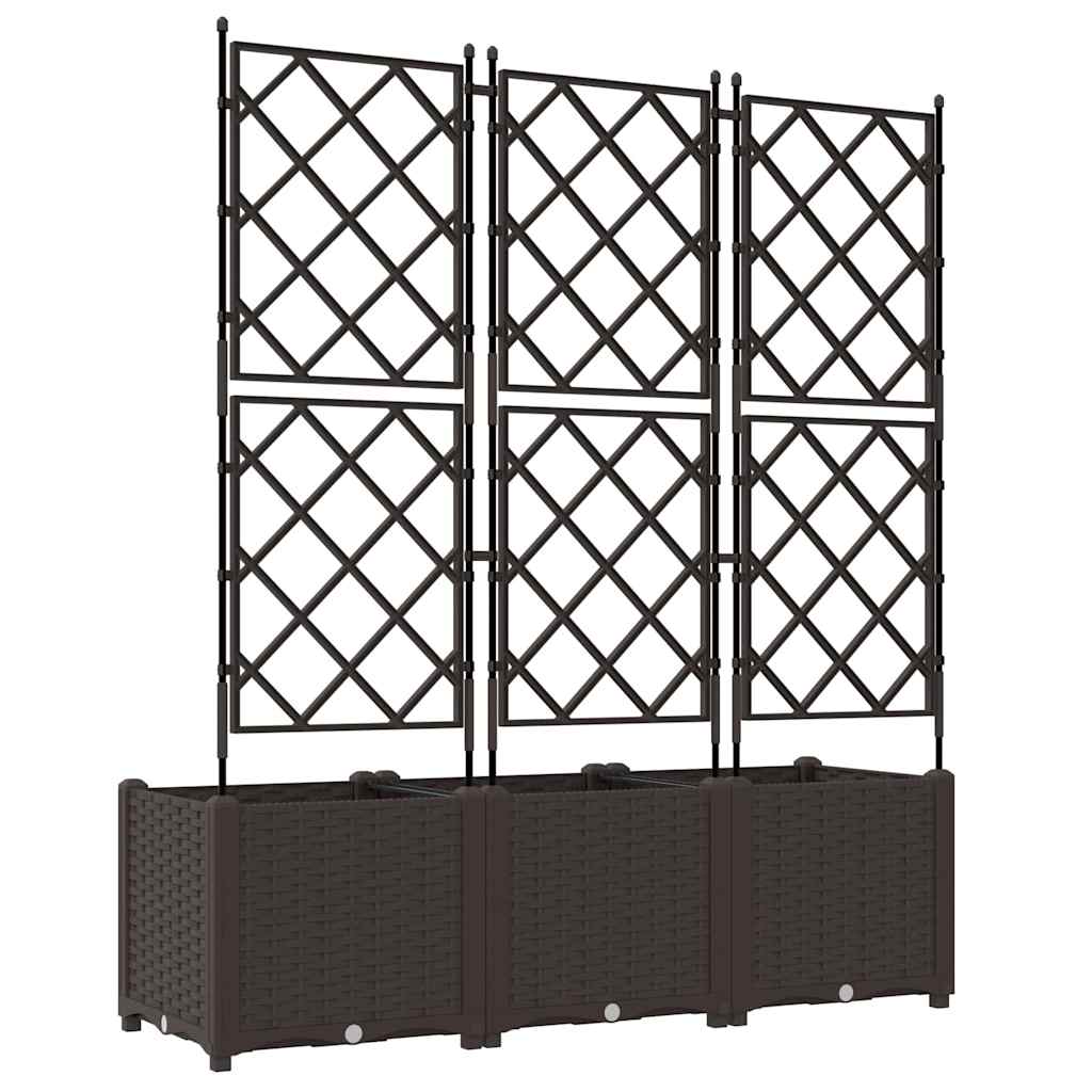 Trädgårdsspaljé Odlingslåda PP Brun 3 pcs 120 x 40 x 143 cm
