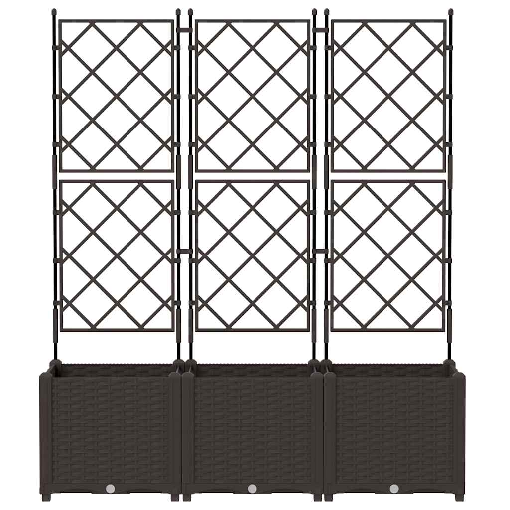 Trädgårdsspaljé Odlingslåda PP Brun 3 pcs 120 x 40 x 143 cm