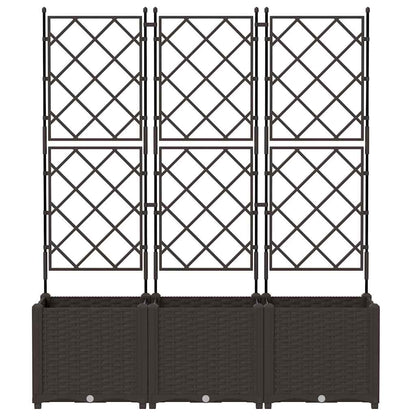 Trädgårdsspaljé Odlingslåda PP Brun 3 pcs 120 x 40 x 143 cm
