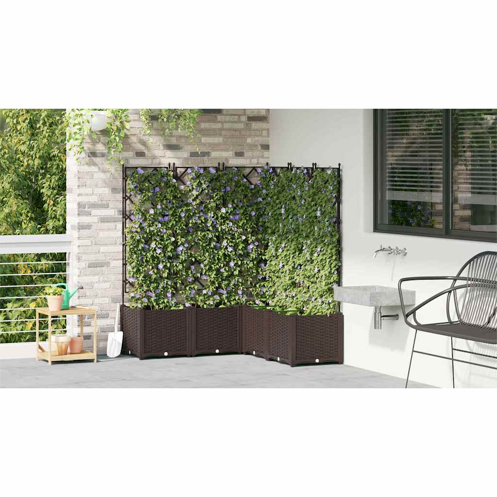 Trädgårdsspaljé Odlingslåda PP Brun 5 pcs Brun 120 x 120 x 143 cm