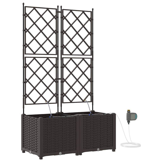 Trädgårdsspaljé Odlingslåda PP Brun 2 pcs 80 x 40 x 142 cm