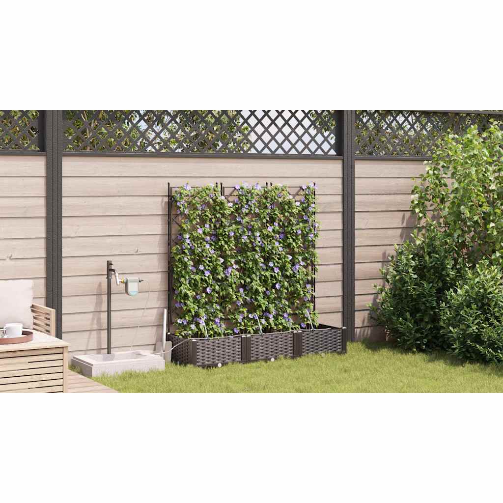 Trädgårdsspaljé Odlingslåda PP Brun 3 pcs 120 x 40 x 126 cm