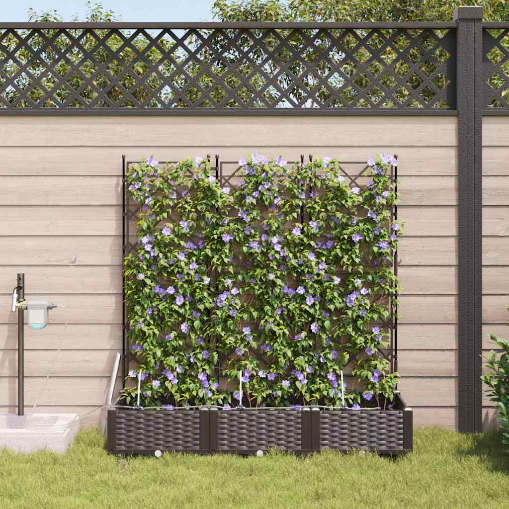 Trädgårdsspaljé Odlingslåda PP Brun 3 pcs 120 x 40 x 126 cm