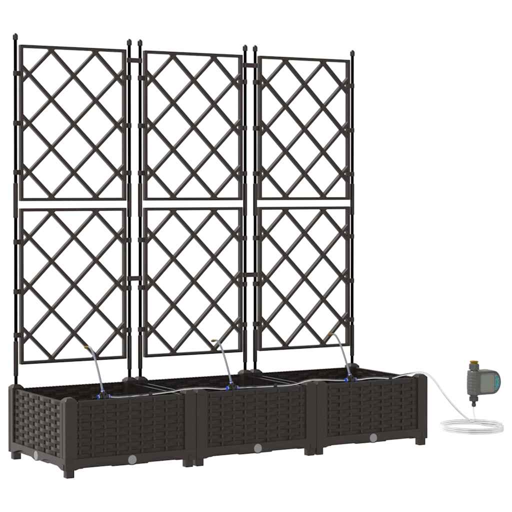 Trädgårdsspaljé Odlingslåda PP Brun 3 pcs 120 x 40 x 126 cm
