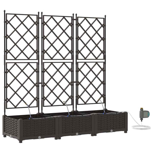Trädgårdsspaljé Odlingslåda PP Brun 3 pcs 120 x 40 x 126 cm