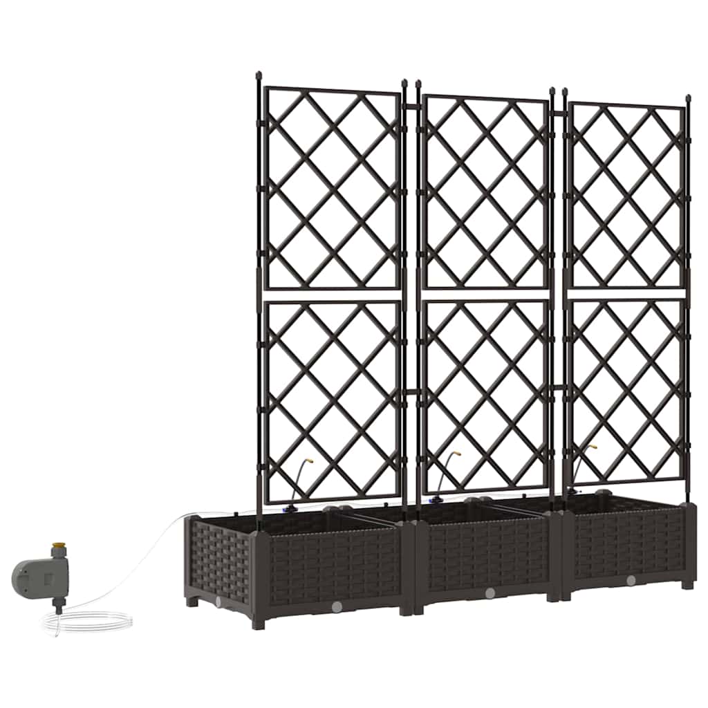 Trädgårdsspaljé Odlingslåda PP Brun 3 pcs 120 x 40 x 126 cm