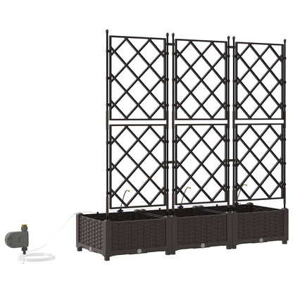 Trädgårdsspaljé Odlingslåda PP Brun 3 pcs 120 x 40 x 126 cm