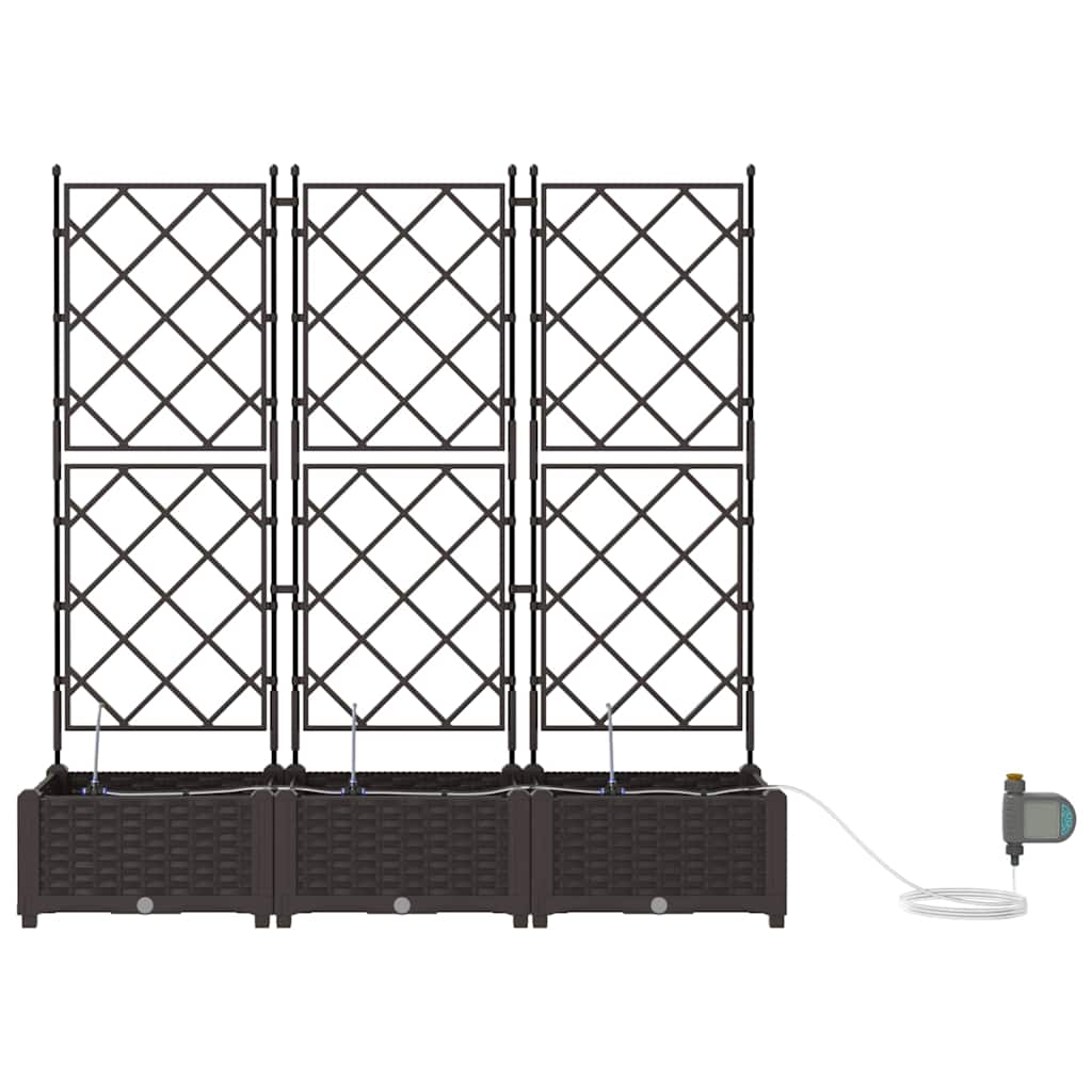 Trädgårdsspaljé Odlingslåda PP Brun 3 pcs 120 x 40 x 126 cm