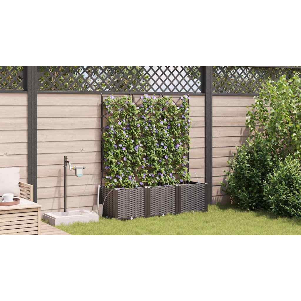 Trädgårdsspaljé Odlingslåda PP Brun 3 pcs 120 x 40 x 142 cm