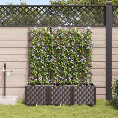 Trädgårdsspaljé Odlingslåda PP Brun 3 pcs 120 x 40 x 142 cm