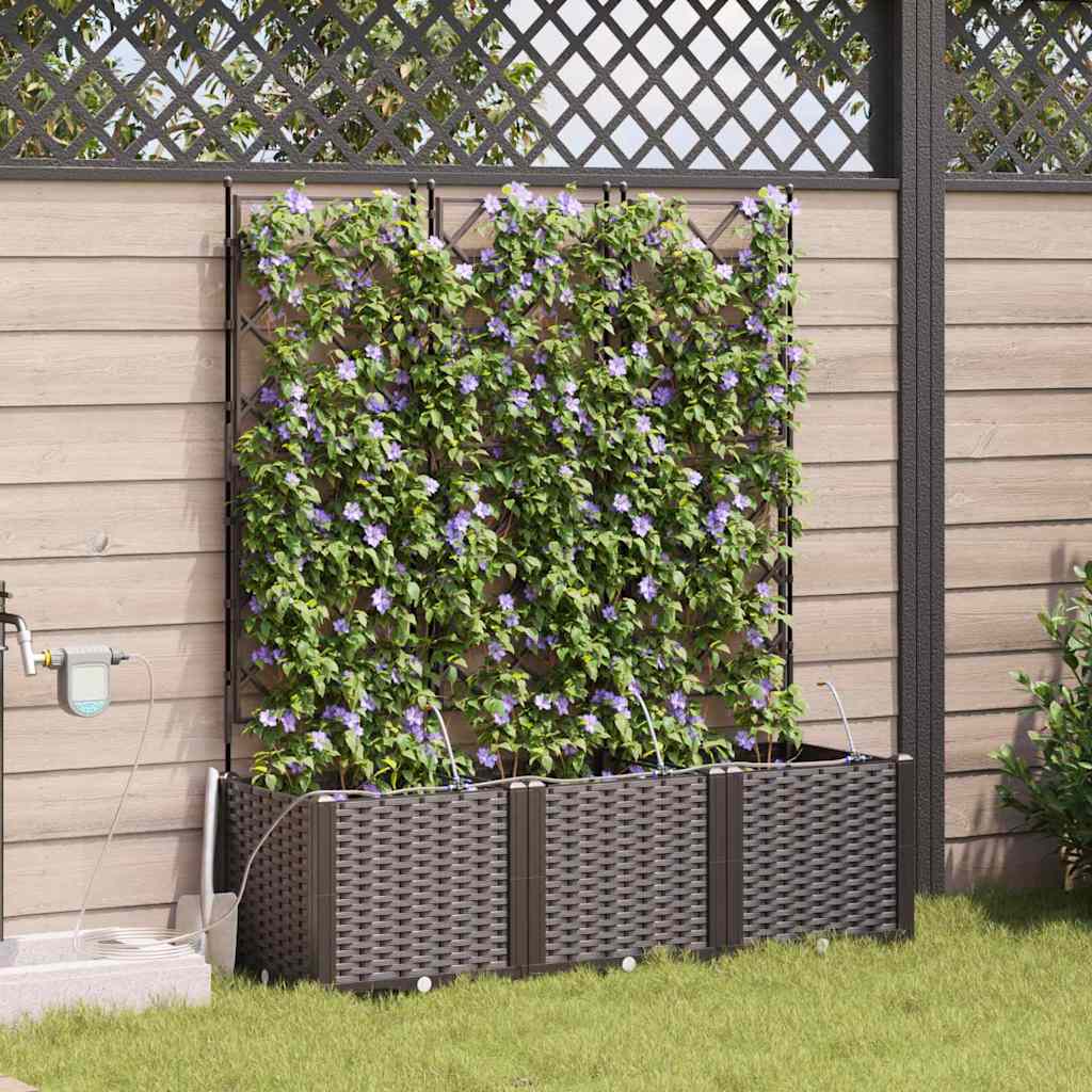 Trädgårdsspaljé Odlingslåda PP Brun 3 pcs 120 x 40 x 142 cm