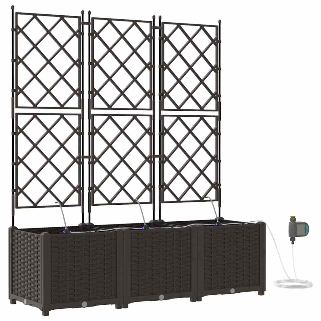 Trädgårdsspaljé Odlingslåda PP Brun 3 pcs 120 x 40 x 142 cm