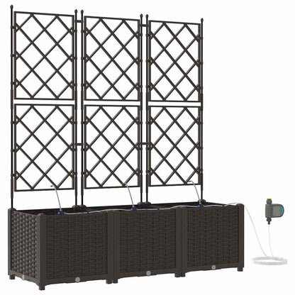 Trädgårdsspaljé Odlingslåda PP Brun 3 pcs 120 x 40 x 142 cm