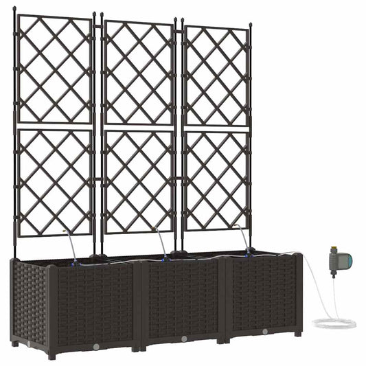 Trädgårdsspaljé Odlingslåda PP Brun 3 pcs 120 x 40 x 142 cm