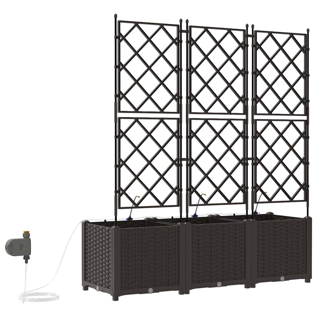 Trädgårdsspaljé Odlingslåda PP Brun 3 pcs 120 x 40 x 142 cm