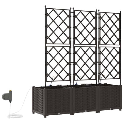 Trädgårdsspaljé Odlingslåda PP Brun 3 pcs 120 x 40 x 142 cm