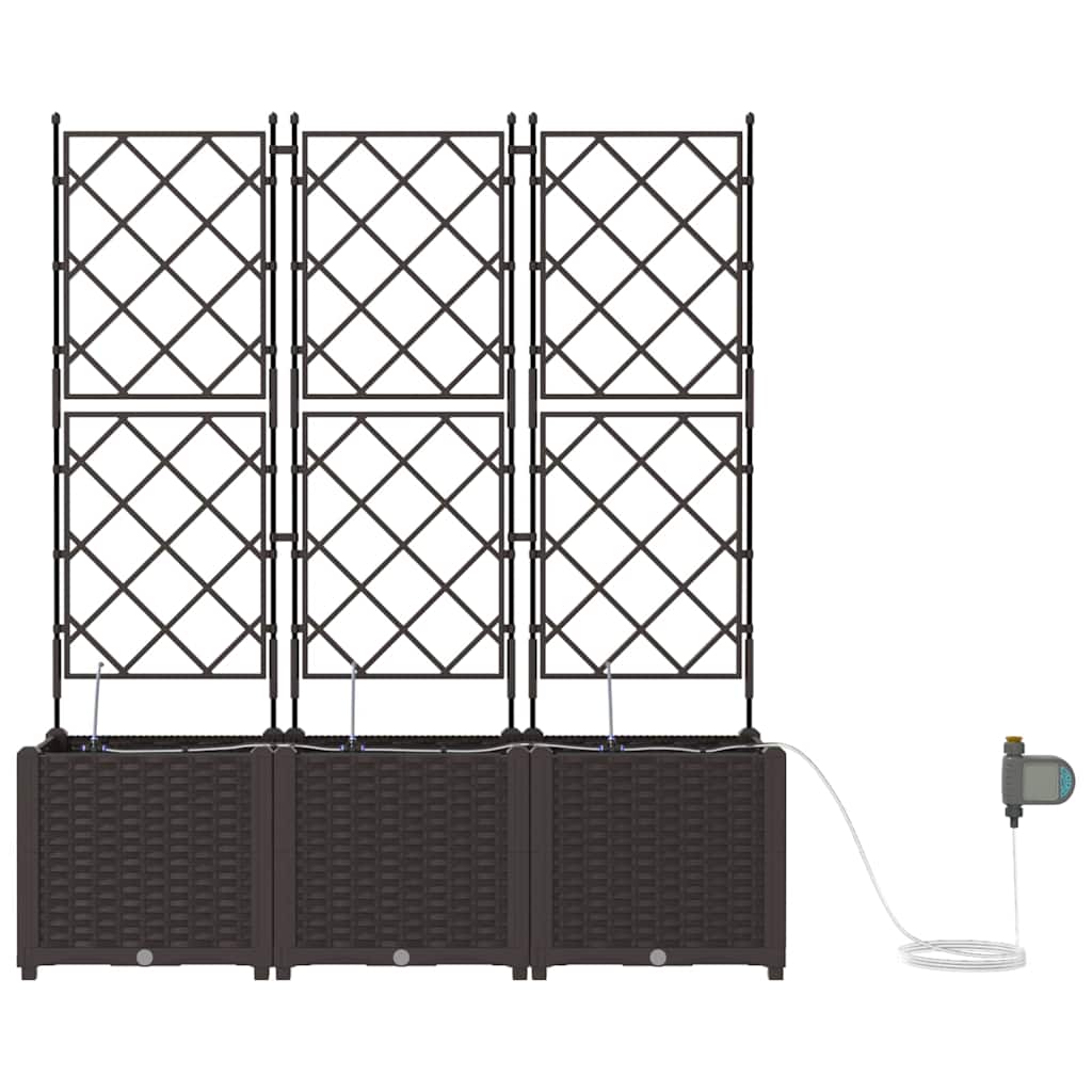 Trädgårdsspaljé Odlingslåda PP Brun 3 pcs 120 x 40 x 142 cm