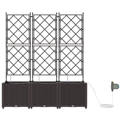 Trädgårdsspaljé Odlingslåda PP Brun 3 pcs 120 x 40 x 142 cm