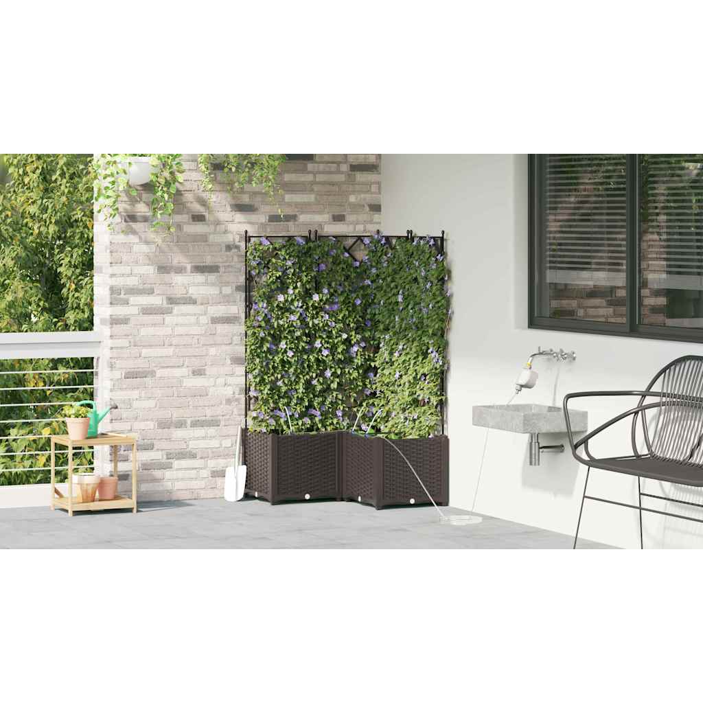 Trädgårdsspaljé Odlingslåda PP Brun 3 pcs 80 x 80 x 142 cm