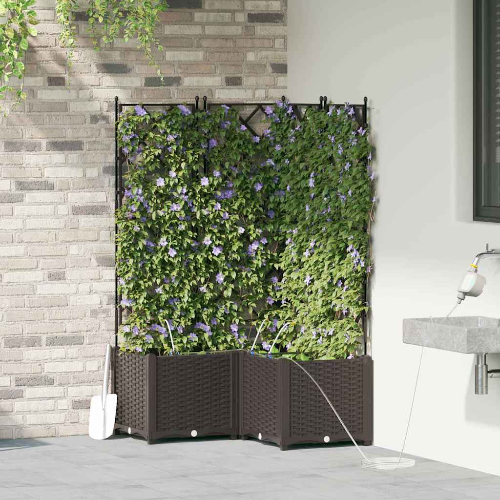 Trädgårdsspaljé Odlingslåda PP Brun 3 pcs 80 x 80 x 142 cm