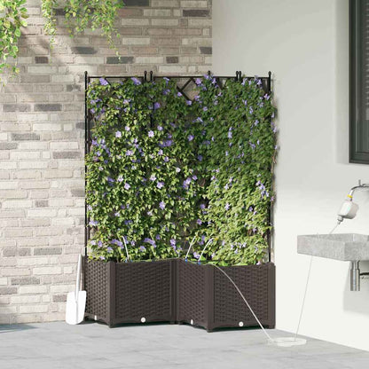 Trädgårdsspaljé Odlingslåda PP Brun 3 pcs 80 x 80 x 142 cm