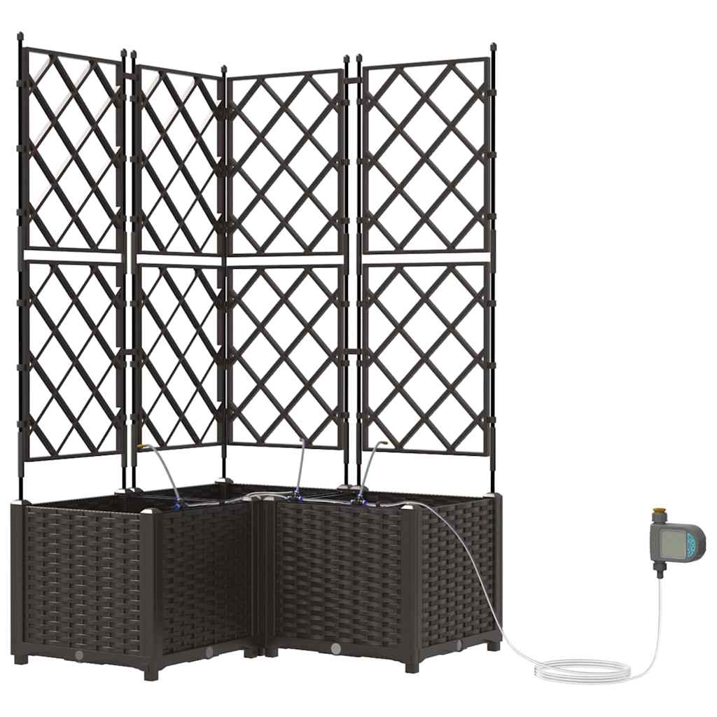 Trädgårdsspaljé Odlingslåda PP Brun 3 pcs 80 x 80 x 142 cm