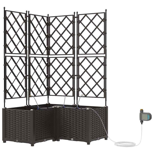 Trädgårdsspaljé Odlingslåda PP Brun 3 pcs 80 x 80 x 142 cm