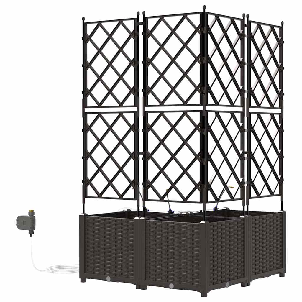 Trädgårdsspaljé Odlingslåda PP Brun 3 pcs 80 x 80 x 142 cm