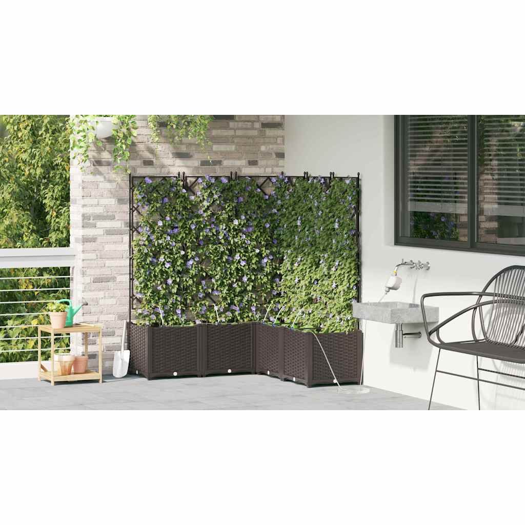 Trädgårdsspaljé Odlingslåda PP Brun 5 pcs 120 x 120 x 142 cm