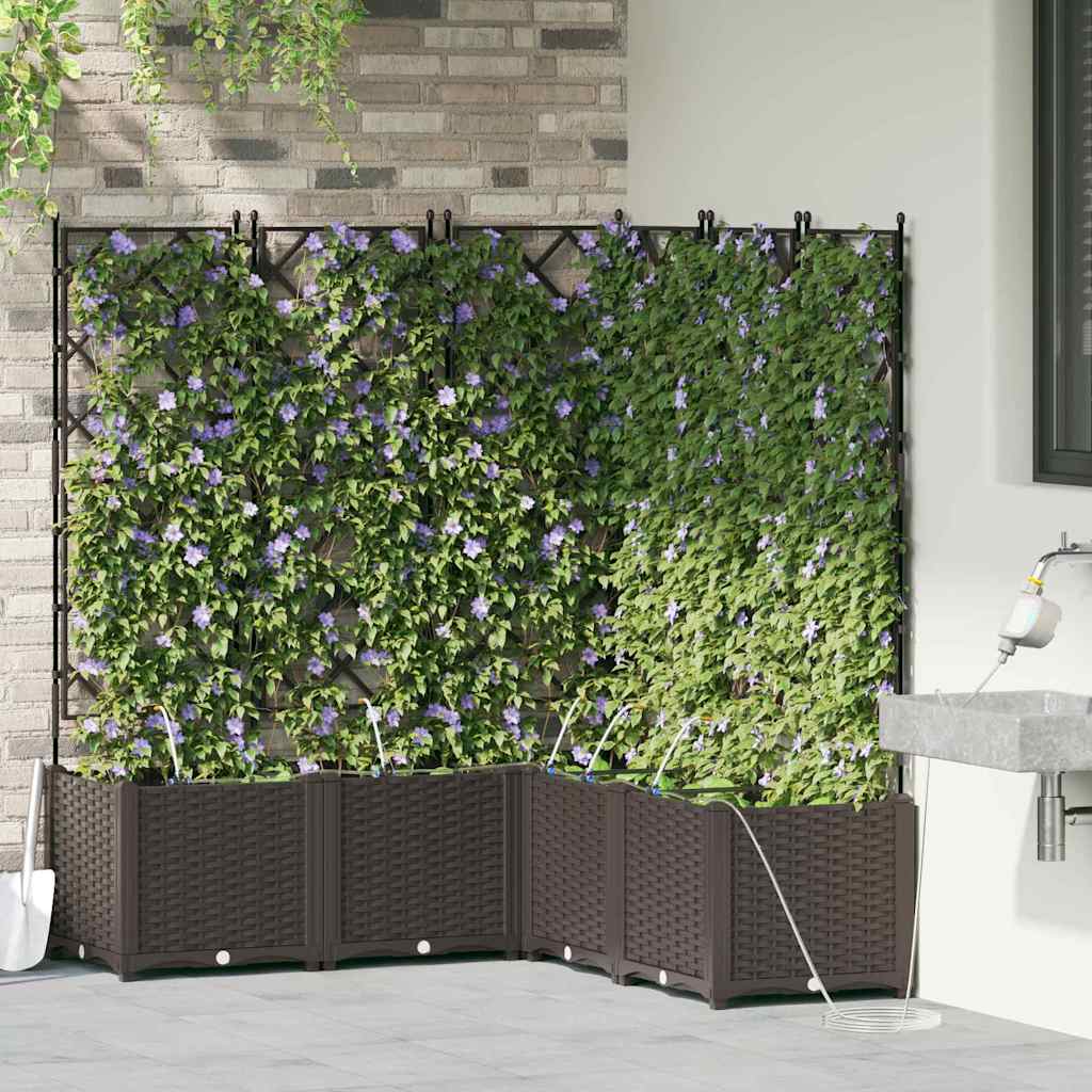 Trädgårdsspaljé Odlingslåda PP Brun 5 pcs 120 x 120 x 142 cm