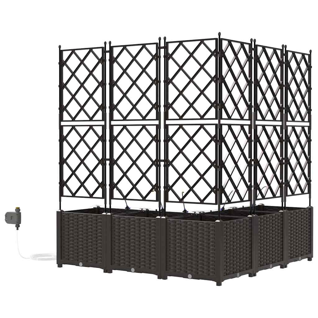 Trädgårdsspaljé Odlingslåda PP Brun 5 pcs 120 x 120 x 142 cm