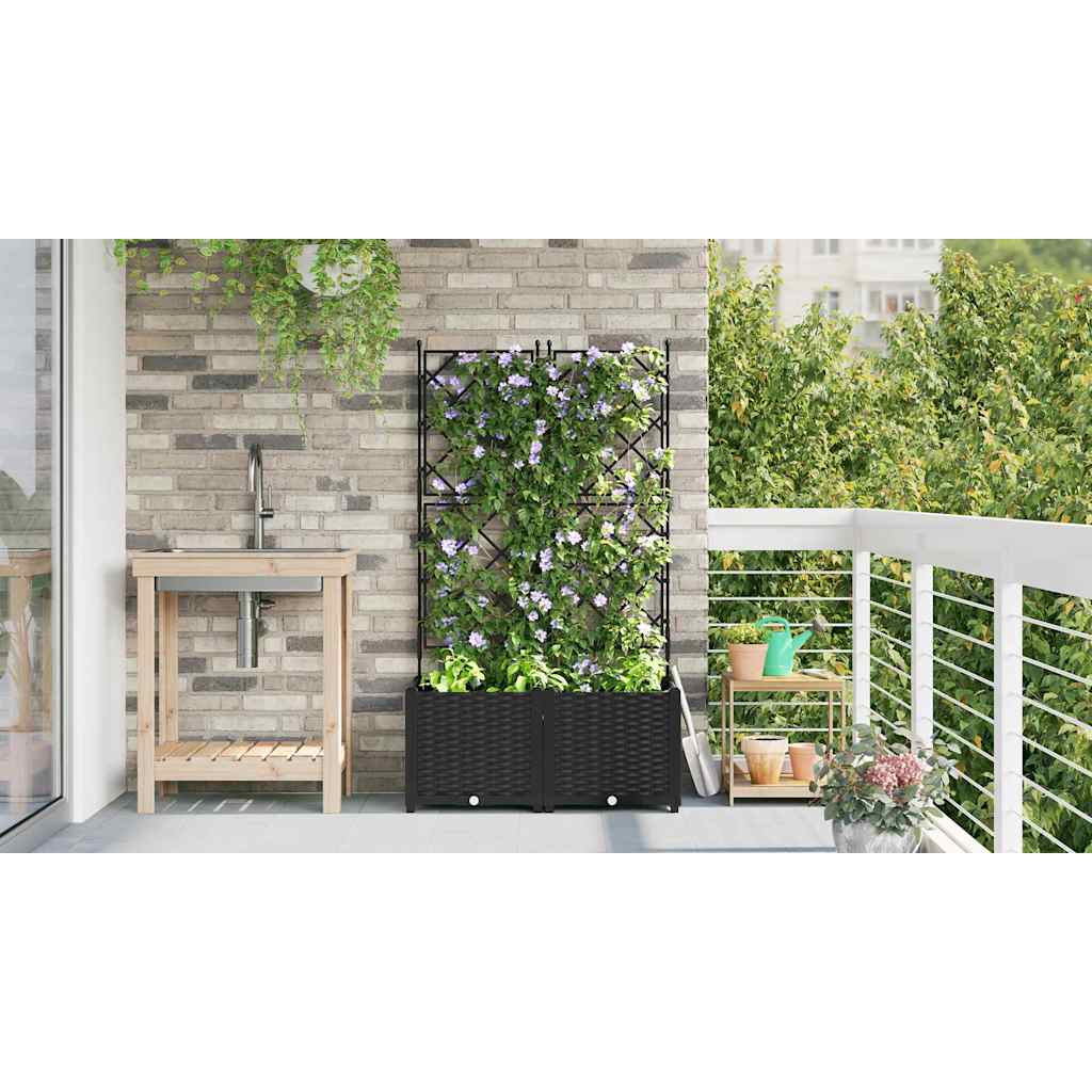 Trädgårdsspaljé Odlingslåda PP Svart 2 pcs Svart 80 x 40 x 143 cm Plast