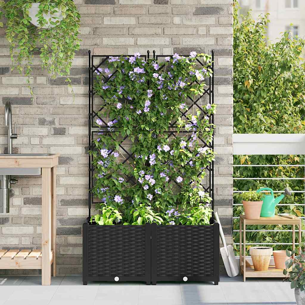 Trädgårdsspaljé Odlingslåda PP Svart 2 pcs Svart 80 x 40 x 143 cm Plast